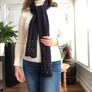 Accessories - Navy scarf with pearl accents Accessories - Navy scarf with pearl accents